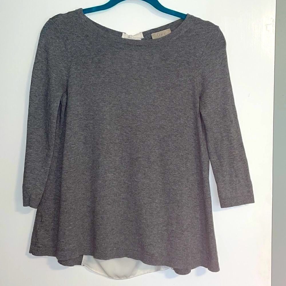 Loft Outlet bow and keyhole semi-sheer split back detail in grey and white S